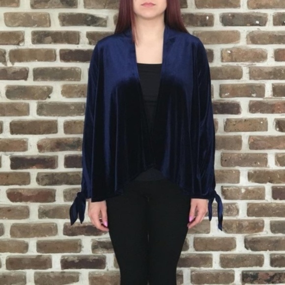 W5 Sweaters Nwt Concepts Blue Velvet Drape Cardigan Sz M Poshmark